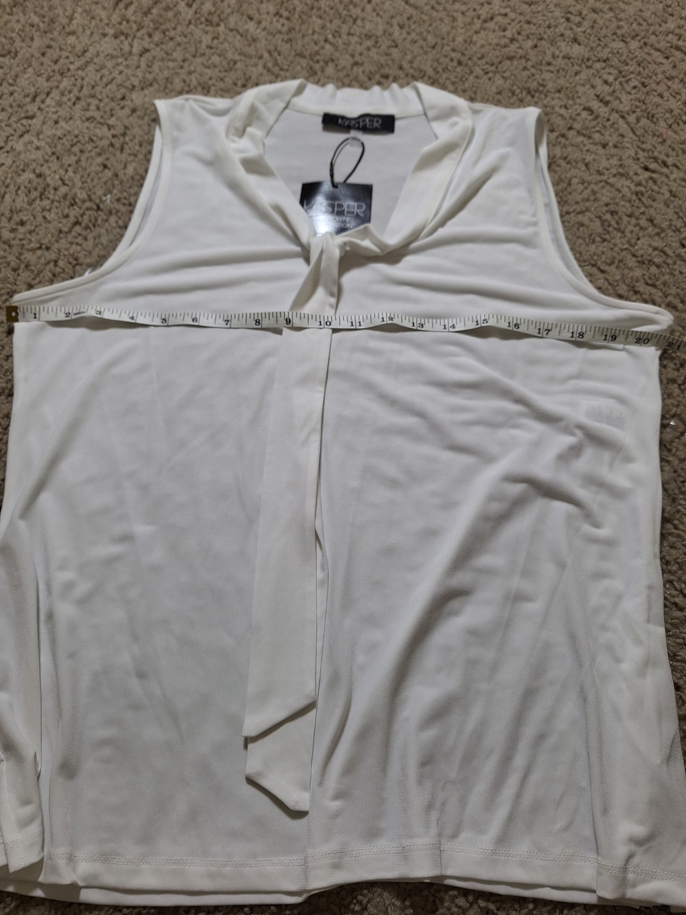 Kasper Women's White Sleeveless Tie-Neck Blouse Top Size L - Picture 4 of 5